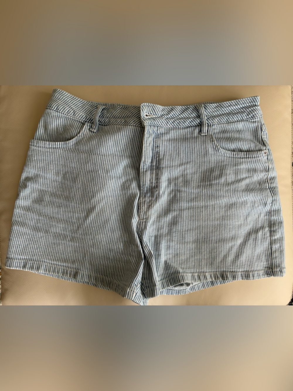 George Striped Blue & White Denim Shorts